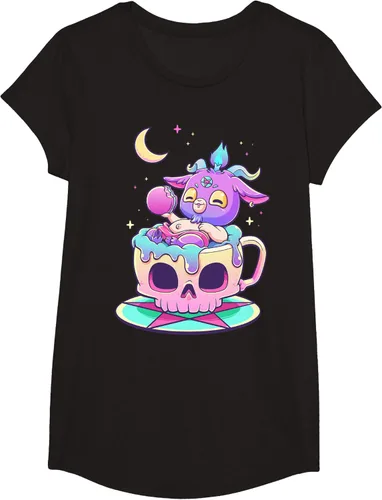Vista 3 de Kawaii Pastel Goth Cute espeluznante Pentáculo Baphomet - Camiseta de cabra, Negro