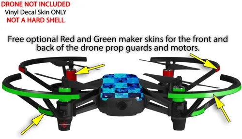 Vista 3 de Paquete de 2 calcomanías para DJI Ryze Tello Drone Blue Star Checkers Drone no incluido