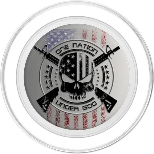 Vista 2 de Bandera militar patriótica de Estados Unidos Warrior One Nation Skull PopSockets MagSafe PopGrip para iPhone