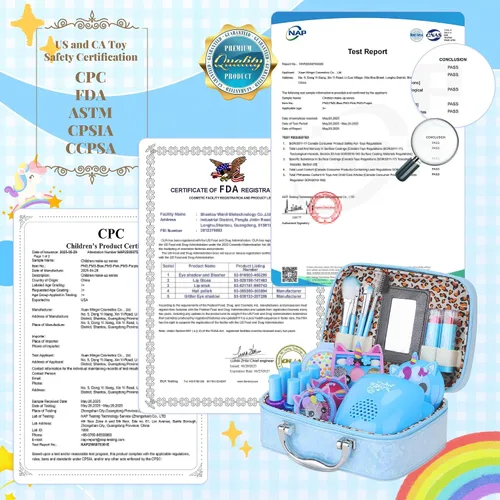 Vista 4 de PERRYHOME Kit de maquillaje para niños para niña, cosmético lavable real congelado, juguetes congelados no tóxicos, juego de uñas para niños