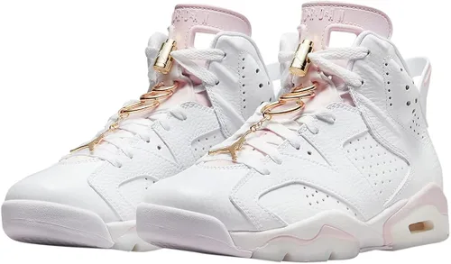 Vista 3 de Jordan 6 Retro Gold Hoops para mujer blancodorado metálico (DH9696 100), BlancoDorado metálico