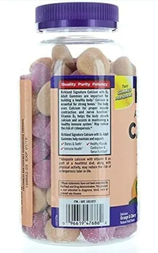 Vista 2 de Kirkland Signature - Gomitas masticables de calcio con vitamina D3 para adultos, 120 unidades x 1 botella
