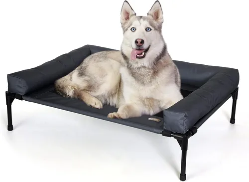 Vista 9 de K&H - Cama elevada para perros para exteriores, cuna con refuerzo, tamaño mediano, 32 x 25 pulgadas, color carbón Pet Cot for Medium & Large Pets
