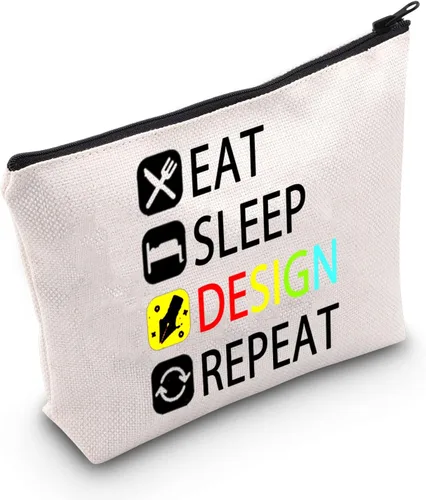 Vista 8 de MEIKIUP Regalo de diseñador Comer Dormir Diseño Repetir Maquillaje Bolsa Regalo para Diseñador de Interiores Diseñador Gr, Design Repeat Bag Negro
