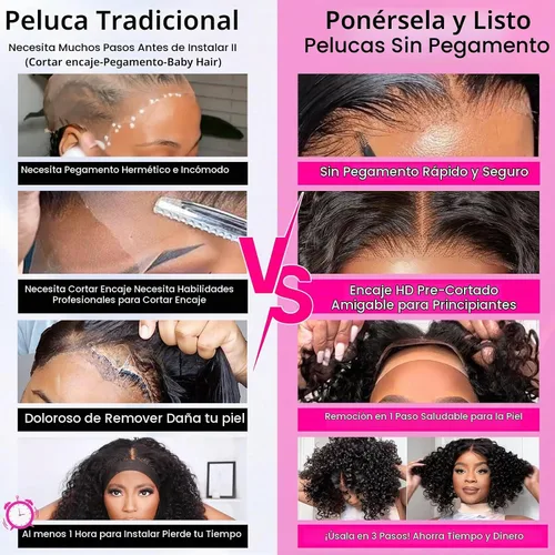 Vista 4 de AISI Cyrly - Peluca de cabello humano estilo Bob de 1800 % de densidad, sin pegamento, con cierre de encaje HD de 5 x 5, pelucas rizadas de cabello