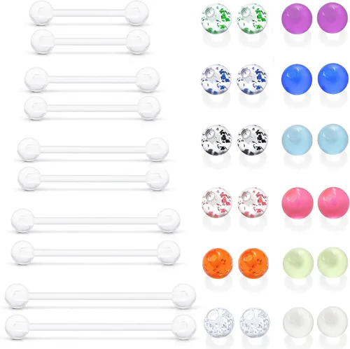 Vista 5 de 6mm-38mm 14G 16G Anillos de pezón transparentes de plástico para lengua, aretes industriales para cirugía, embarazo, ombligo, anillo de bioflex