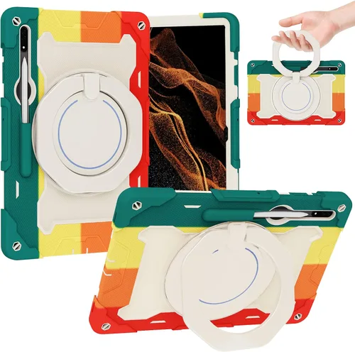Vista 23 de Dteck Funda inteligente de cuero para Samsung Galaxy Tab S8 Ultra de 14.6 pulgadas 2022, azul con bolsillo frontal, soporte de múltiples ángulos