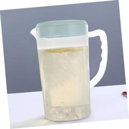 Vista 8 de Recipiente transparente grande de plástico dispensador de leche, jarra de té de 87.9 fl oz para nevera, jarra de agua fría, tetera de café, tetera