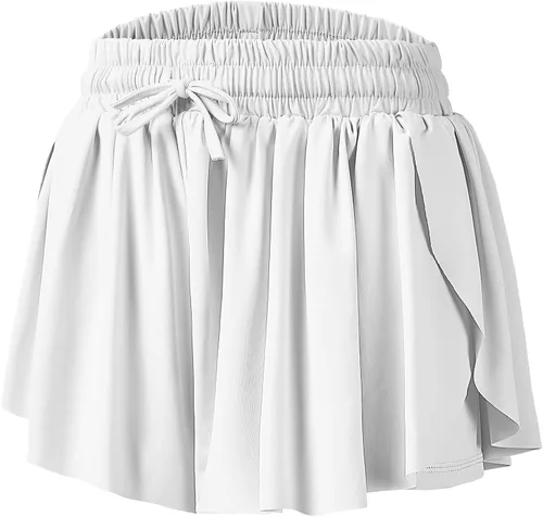 Vista 2 de Pantalones cortos fluidos de mariposa para niñas, pantalones cortos deportivos para niños pequeños, faldas de tenis 2 en 1, pantalones cortos