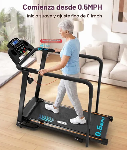 Vista 5 de Redliro Cinta de correr para personas mayores con pasamanos largos black