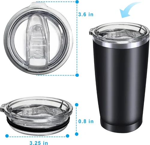 Vista 2 de Tapas de repuesto para vaso de 20 onzas, a prueba de derrames, resistentes a salpicaduras, para boca de taza de 3.25 pulgadas, compatibles con vasos