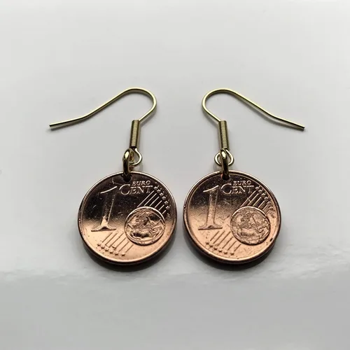 Vista 6 de España Spain 1 Euro Cent coin earrings Santiago de Compostela cathedral apostle Lugo Way of Saint James the Great Catholic church Iglesia Camino