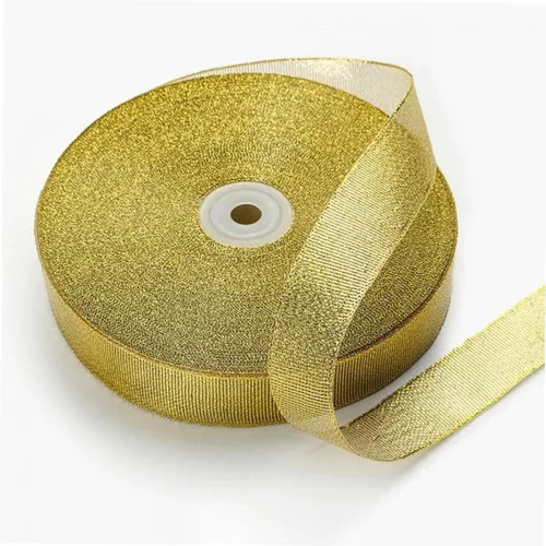 Vista 7 de Cinta dorada metálica con purpurina, 5 rollos de cinta de tela para coser, adornos artesanales, cinta decorativa para envolver regalos