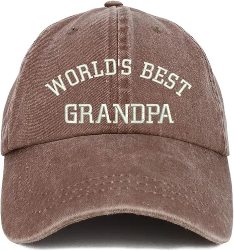Vista 9 de World 's Best Grandpa bordado Pigmento teñido de perfil bajo algodón Cap Negro