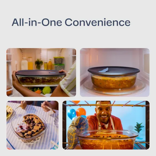 Vista 3 de Tupperware Voila Vidrio XL Rectangular para Almacenamiento de Alimentos – Cazuela Hermética, 3.2 qt / 3 L