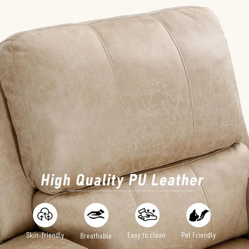 Vista 7 de HAOMARKETS Silla reclinable eléctrica, sofás reclinables de piel sintética suave con respaldo acolchado, sofá reclinable individual superrelleno