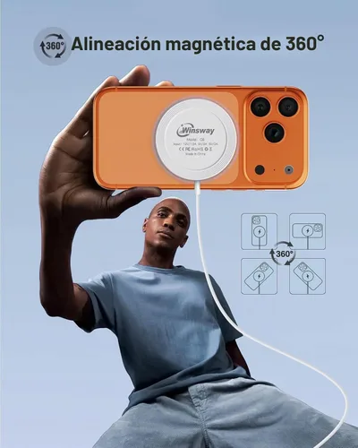 Vista 4 de Paquete de 2 cargadores inalámbricos magnéticos, almohadilla de carga rápida de 15 W con adaptador de enchufe PD de 20 W, cable USB C de 5 pies