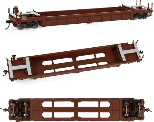 Vista 3 de Evemodel C8749 HO Scale 40ft Well Car 1:87 Fondo cóncavo 40' Carro de coche plano (3pcs - marrón)