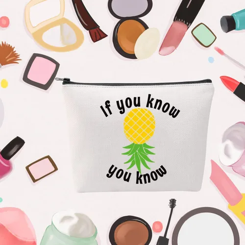 Vista 7 de MNIGIU Bolsa de cosméticos divertida de piña al revés Bolsa de maquillaje de piña Swinger Regalo de fiesta de regalo, Piña al revés., Monedero