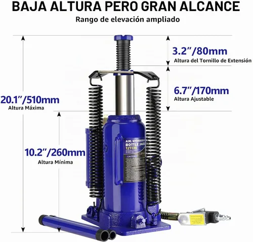 Vista 4 de Gato Hidráulico de Botella de Aire de 20 Toneladas con Bomba Manual de Mano, Elevador de Reparación de Servicio Pesado para Camión Automático