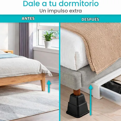Vista 5 de Vive Elevadores de cama resistentes (paquete de 4, 3 pulgadas), elevadores de muebles para sofá, mesa, escritorio, silla y dormitorio, elevadores