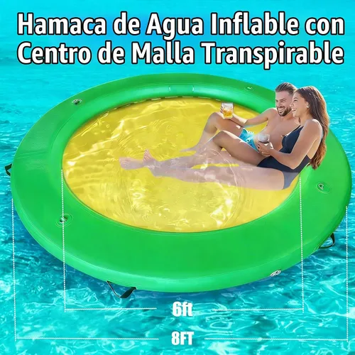 Vista 6 de Inflatable Water Hammock 4ft/6ft/8ft Round Float Ring for Adults