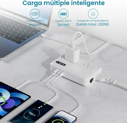 Vista 2 de BESTEK Convertidor de 220 V a 110 V con USB C de 35 W, convertidor de voltaje pico de CA de 300 W de EE. UU. a Europa, adaptador de viaje universal