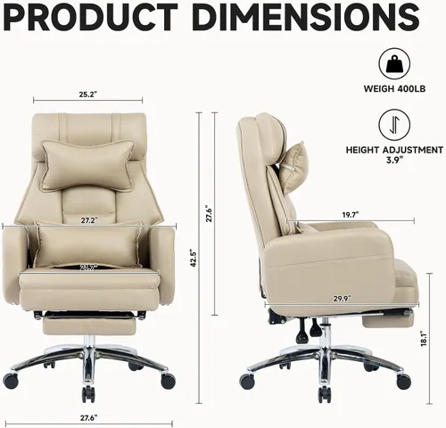 Vista 3 de Office Executive Chair,Computer Gaming Office Chair, High Back Adjustable Managerial Home Desk Chair, Swivel Computer PU Leather Chair with Lumbar