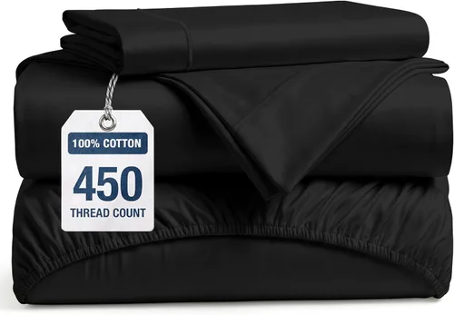 Vista 35 de LANE LINEN Sábanas de cama individual – 450TC algodón peinado de fibra larga de alta calidad, color blanco Soft & Breathable Twin Sheet &