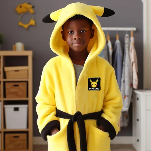 Vista 2 de Super Mario, Pokémon & Sonic Fleece - Bata con capucha para niños, bata de baño de felpa súper suave para niños con bolsillos, producto