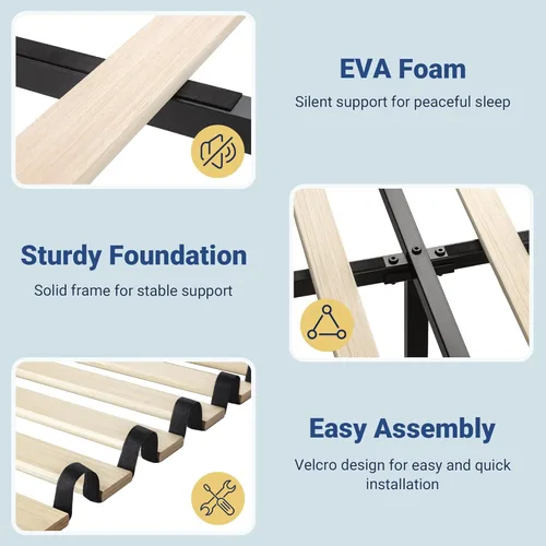 Vista 7 de Allewie Estructura de Cama Tapizada Tamaño Full con Estación de Carga y Cabecera con Almacenamiento, Cama Plataforma de Terciopelo Suave
