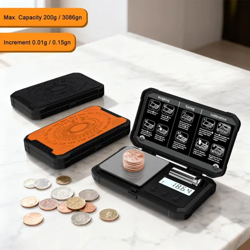 Vista 4 de Digitalgram Scale Jewelry Scale 200g 0.01g mini Scale Portable Powder Scale (Black)