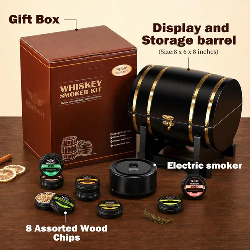 Vista 5 de INSISART Kit de ahumador de whisky eléctrico, kit de ahumador antiguo con Negro