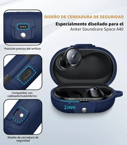 Vista 2 de para Anker Soundcore Space A40 Funda de bloqueo seguro, cubierta protectora de silicona contra arañazos y golpes SOLO compatible con el estuche