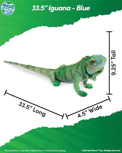 Vista 2 de Real Planet Animal de peluche de iguana de 30 pulgadas, lagarto realista de iguana azul para niños, más de 2 pies de largo, animales salvajes