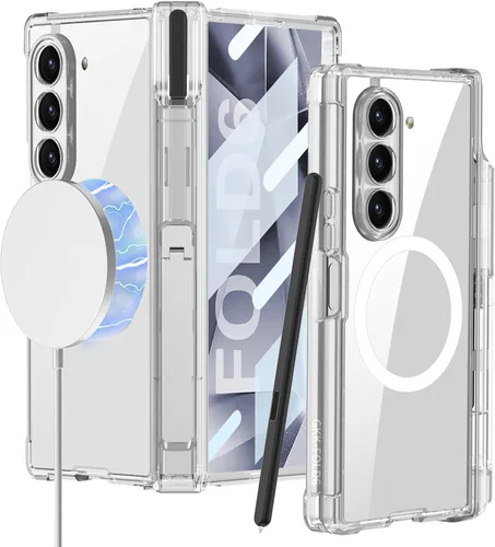 Vista 10 de DOOTOO - Funda para Samsung Galaxy Z Fold 6 con soporte de anillo, Z Fold6 S Pen con soporte y cubierta deslizante para cámara y protector de A-azul
