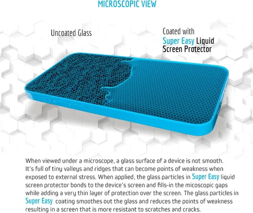 Vista 3 de SUPER EASY Protector de pantalla de vidrio líquido, resistente a arañazos y roturas, nanoprotección oleofóbica para todos los teléfonos, tabletas