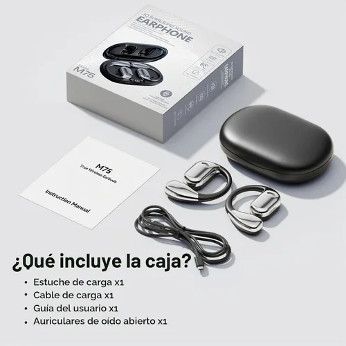 Vista 7 de M75 Auriculares de oído abierto, auriculares de oreja abierta Negro