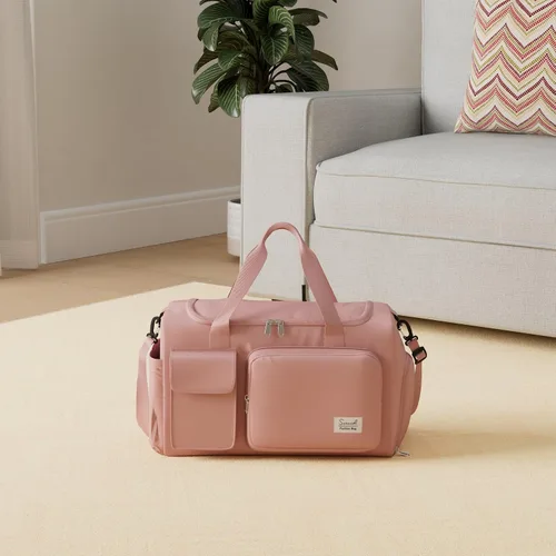 Vista 2 de Bolsa deportiva de gimnasio con compartimento para zapatos, bolsa de viaje con bolsillo separado seco húmedo para hombres y mujeres, bolsa de noche