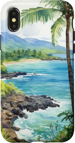 Vista 5 de Tropical Hawaii Forest Beach Ocean Art Aesthetic Case for iPhone 16