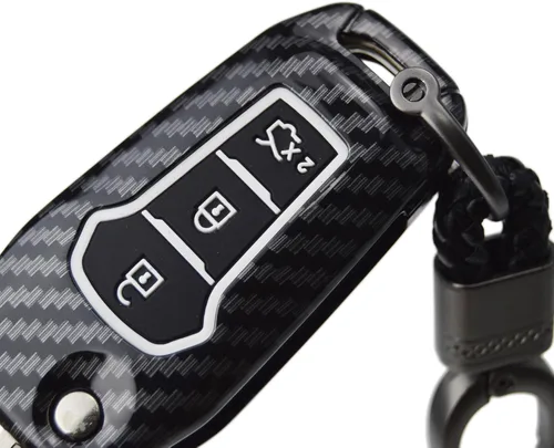 Vista 3 de Funda híbrida de 2 capas para llavero de carbono para Ford F150 F250 F350 F450 F550 Explorer Ranger Escape