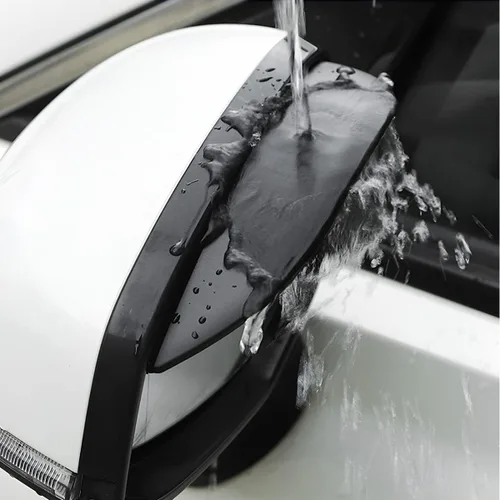Vista 6 de Osilly 2 piezas de protector de visera de lluvia para espejo retrovisor de automóvil, cubierta de cejas de lluvia para espejo lateral, PVC Negro