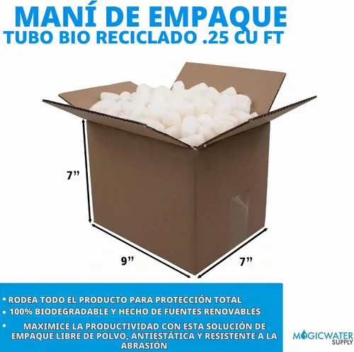 Vista 2 de MagicWater Supply Cacahuetes de Embalaje Bio Tube Antiestáticos - 0.25 Pies Cúbicos - Relleno de Vacío Biodegradable Compostable Libre de Polvo