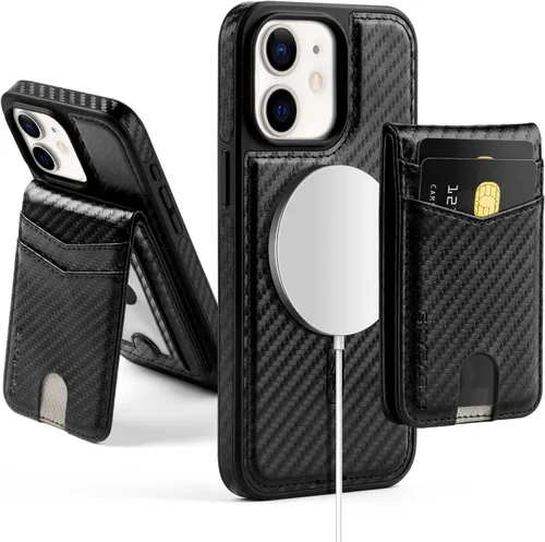 Vista 97 de SkyEagle - Funda tipo cartera compatible con MagSafe para iPhone 11, color negro Detachable Magnetic Credit Card Holder,RFID Blocking,PU