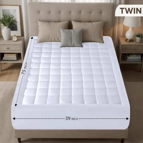 Vista 2 de Almohadillas de colchón premium, gemelo, Blanco