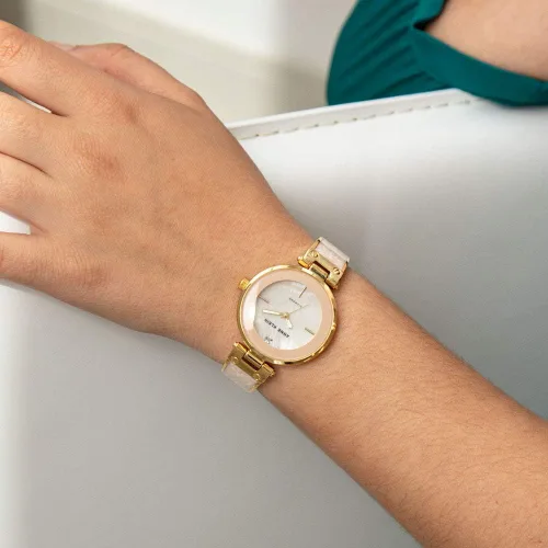 Vista 3 de Anne Klein - Reloj de brazalete con esfera de diamante auténtico para mujer Rosa claro / Dorado