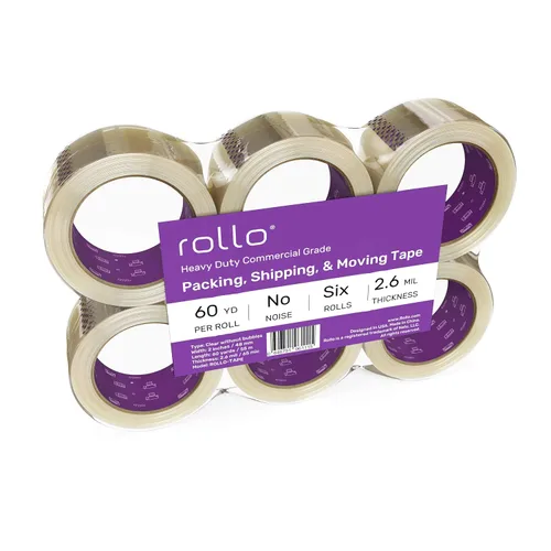 Vista 5 de Rollo Cinta de embalaje sin ruido, cinta de envío silenciosa de 60 yardas x 2 pulgadas de ancho x 2.6 mil de grosor (6 rollos de repuesto), cinta