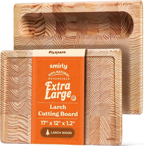 Vista 11 de SMIRLY - Tabla de corte grande de acacia para cocina: tabla de cortar de madera grande con ranura para jugos, tablas de cortar de madera
