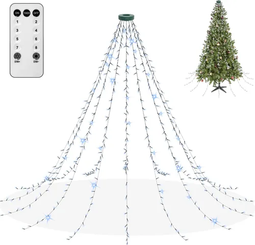 Vista 13 de aneeway 400 luces LED para árbol de Navidad, luces de Navidad con 8 modos de luz y función de memoria, 16 cadenas de luces de 6.6 pies con función