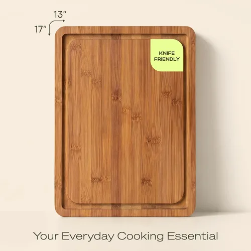 Vista 2 de ROYAL CRAFT WOOD Tabla de cortar de madera, tablas de cortar de bambú con ranura para jugo, tabla de cortar de cocina para carne, queso y verduras